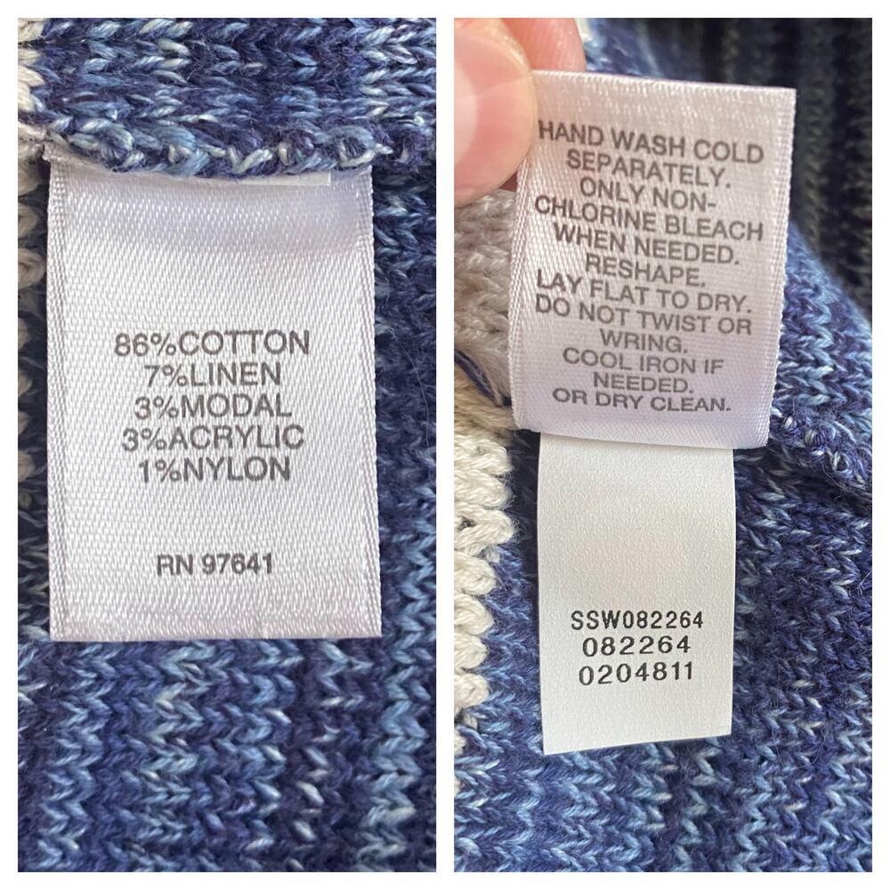 J. Jill Women 2X Shawl Collar Duster Cardigan Cotton Linen Blue Red Striped Cozy - Picture 4 of 8